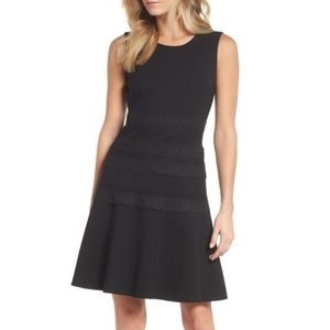 {KOBI HALPERIN} BLACK LOREN DRESS Eyelet Trim Fit & Flare Dress Size 2